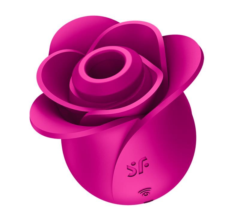 Der pinke Satisfyer Modern Blossom in Rosenform vor einem weißen Hintergrund