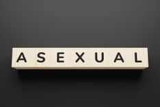 Holzschild, auf dem das Wort "Asexual" steht