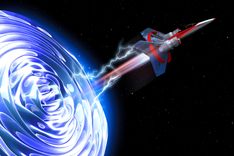 Eine Rakete die ins Weltall fliegt